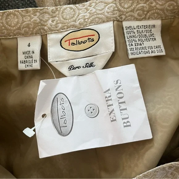 ✨ Talbots Pure Silk Brocade Pants NWT Gold & White Elegant Dress Trousers 4 ✨ - Picture 4 of 5